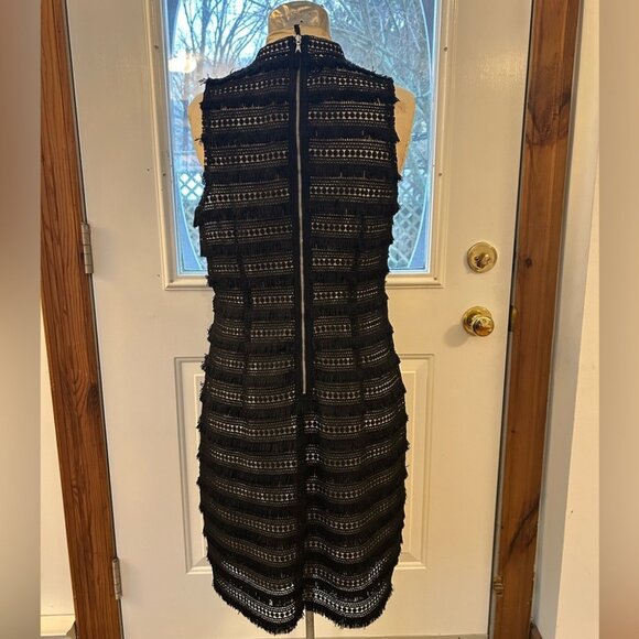 J Crew Black lace overlay fringed shift, size 10 - Picture 3 of 10